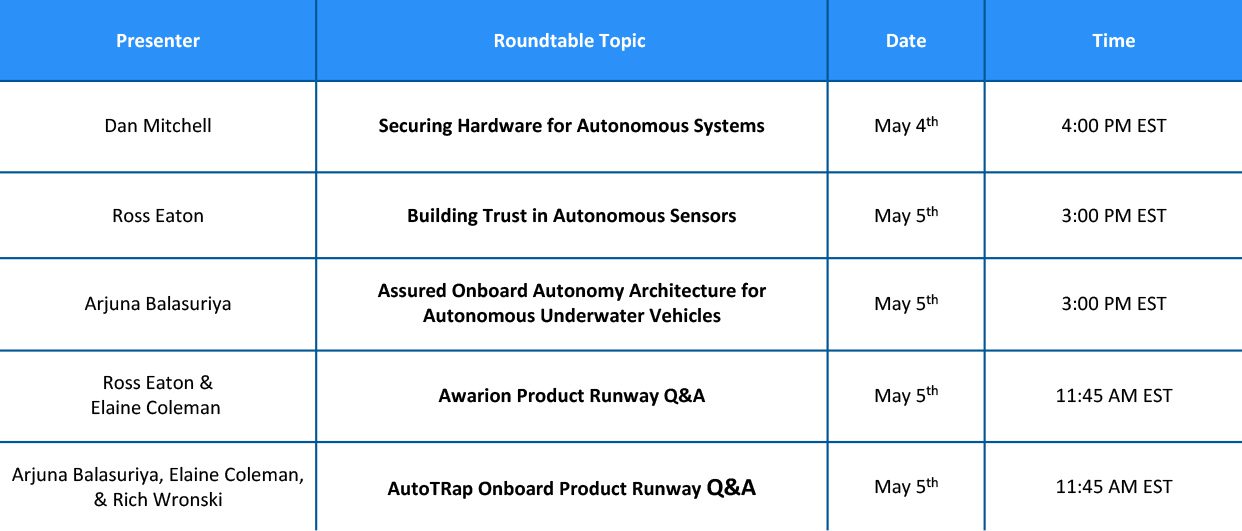 Image of AUVSI event schedule.