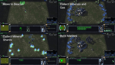 StarCraft II minigames used for demonstration of DRL system